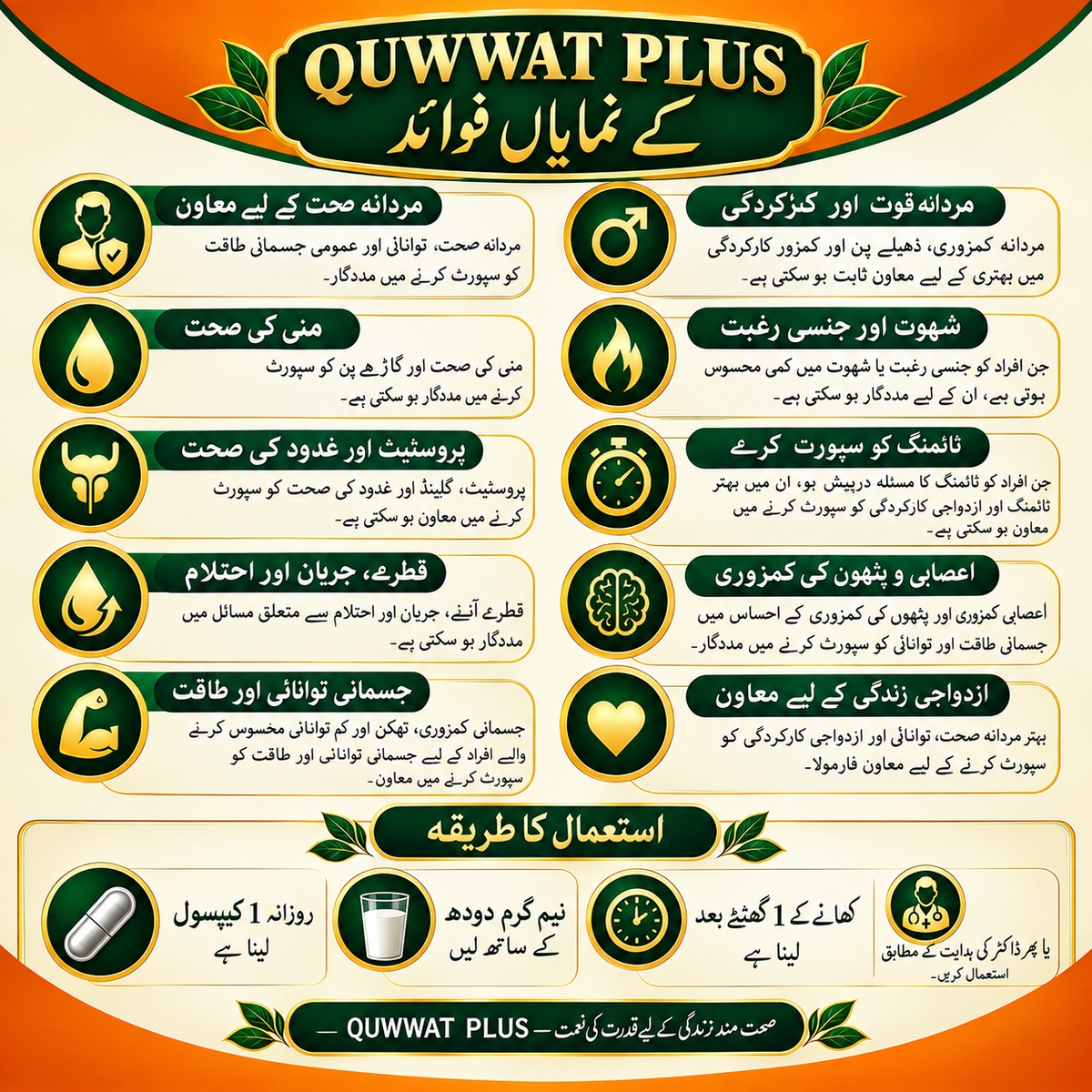 QUWWAT PLUS | Gold | Men’s Wellness, Timing & Prostate Support – By Dar-e-hikmat